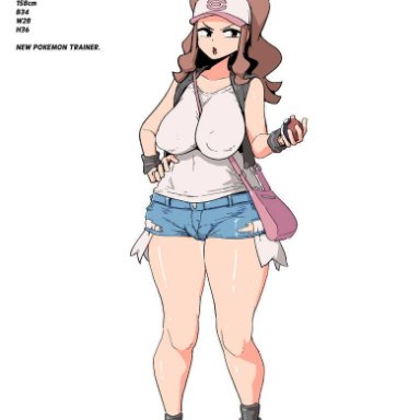 pokemon, hilda (pokemon), woohyoot, fully clothed, nipple bulge, short shorts, tagme