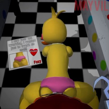 five nights at freddy's, five nights at freddy's 2, toy chica (fnaf), chica (fnaf), foxy (fnaf), pov, doggy style, big ass, thick ass, thick, robot girl, robot, animated, 3d, 3d animation