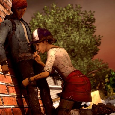 the walking dead game, the walking dead, clementine (the walking dead), clementine, mybash, gabriel garcia, animated, 3d, source filmmaker, no sound, blowjob, oral sex, oral, clothed, clothed sex