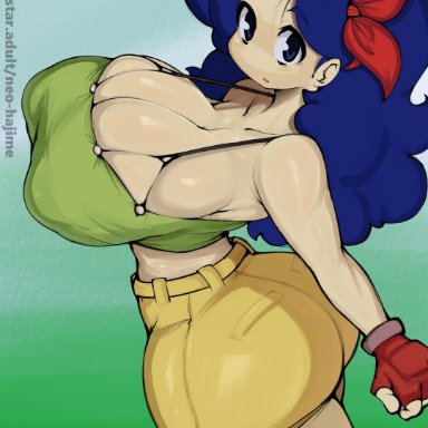 dragon ball, launch, neo hajime, 1girl, armpits, big ass, big breasts, big butt, ass, bubble butt, bubble ass, fat ass, fat butt, huge ass, huge breasts