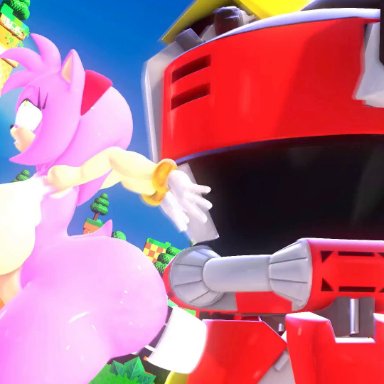 sega, sonic (series), sonic the hedgehog (series), amy rose, e-123 omega, leviantan581re, plumenjoyerse, anal, anal sex, anthro, big breasts, female moaning, furry, large breasts, moaning