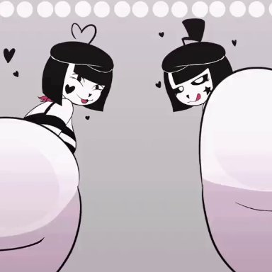 mime and dash, bonbon (derpixon), chuchu (derpixon), asstronsfw, 2girls, areolae, ass, beret, big ass, big breasts, big butt, breasts, cleavage, fat ass, female