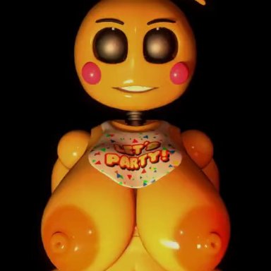 five nights at freddy's, fnaf, toy chica (fnaf), toy chica (love taste), deanm1ken, 1girls, animatronic, big ass, big breasts, bouncing breasts, dancing, facing viewer, female, female only, furry
