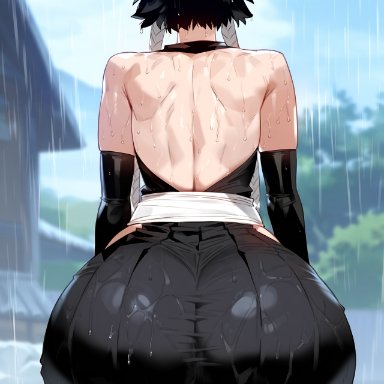 bleach, soifon, floox, thiccwithaq (ai style), 1girls, alternate breast size, ass, black hair, breasts, dat ass, female, huge ass, large breasts, light skin, light-skinned female