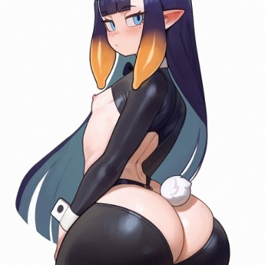 hololive, hololive english, hololive myth, ninomae ina'nis, honkibooty, 1girls, ass, blue eyes, bottom heavy, breasts, bubble butt, bunny ears, bunny girl, bunnysuit, dat ass