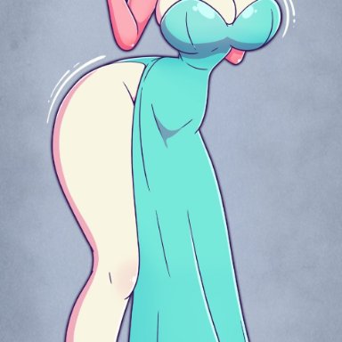 steven universe, pearl (steven universe), wrenzephyr2, ass, ass expansion, bimbofication, blue eyes, blue lipstick, breast expansion, breasts, cleavage, eyeshadow, female only, femsub, high heels