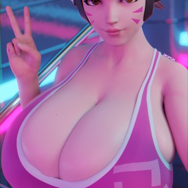 blizzard entertainment, overwatch, overwatch 2, d.va, hana song, dropyuh (artist), 1girls, alternate breast size, areola, areolae, breasts bigger than head, brown eyes, brown hair, female, female focus
