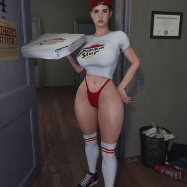 naughty dog, pizza slut, sony interactive entertainment, the last of us, the last of us 2, ellie (the last of us), ellie williams, kookrak, 1girls, clothing, delivery employee, fast food, female, female only, footwear