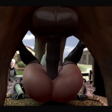 nier: automata, yorha 2b, yorha 9s, 0zmann, balls deep, balls slapping ass, big ass, big breasts, consensual, cucked by beast, deep penetration, equine penis, fapping, hiding sex, horse