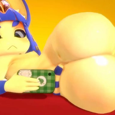 animal crossing, nintendo, ankha, ankha (zy0n7), leviantan581re, 1girls, anthro, areolae, ass, ass shake, bed, big ass, blue hair, bottom heavy, bouncing ass