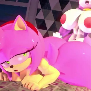 sonic (series), amy rose, blaze the cat, leviantan581re, 1dickgirl, 1futa, 1girls, ambiguous penetration, anthro, areola, ass jiggle, ass shake, ass shaking, big, big ass