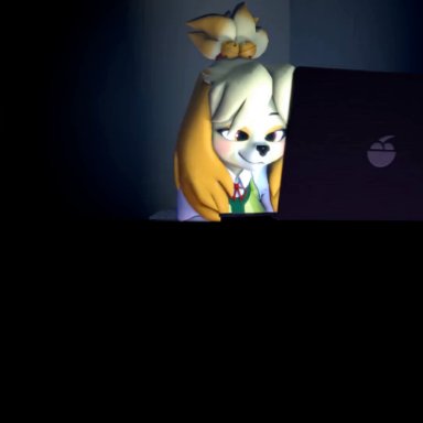 animal crossing, nintendo, isabelle (animal crossing), a1ph4w01v, animal genitalia, animal penis, anthro, balls, big penis, bodily fluids, breasts, canid, canine, canine genitalia, canine penis