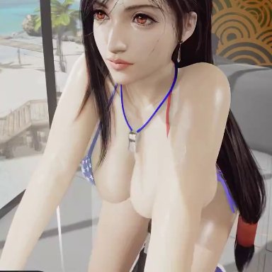 final fantasy, final fantasy vii, tifa lockhart, chloe angel, x3d, 1girls, american flag bikini, big ass, big breasts, bikini, dat ass, exercise, exercise bike, huge ass, huge breasts