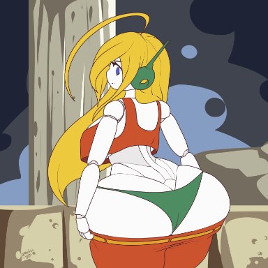 cave story, curly brace, zedrin, 1girls, ass, big ass, blonde hair, breasts, bubble butt, clothing, crop top, dat ass, fat ass, female, female only