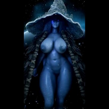 elden ring, fromsoftware, ranni the witch, almightypatty, 1girls, big ass, big balls, big breasts, big penis, big thighs, blue body, blue hair, blue skin, blue-skinned female, breasts