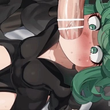 one-punch man, tatsumaki, mizumizuni, 1boy, 1girls, belly bulge, big belly, big penis, cum, cum in mouth, cum in stomach, cum in throat, cum inside, cumflation, deepthroat