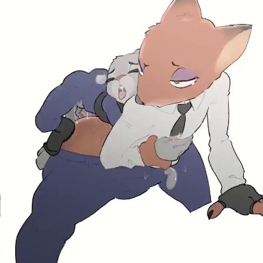 disney, zootopia, judy hopps, nick wilde, raburesu , 1boy, 1futa, anthro, anthro on anthro, anthro penetrated, anthro penetrating, anthro penetrating anthro, balls, big balls, big penis