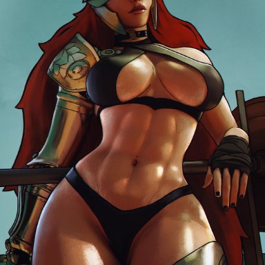 elden ring, fromsoftware, malenia blade of miquella, sfrinzy, 1girls, abs, athletic, athletic female, belly button, big ass, big breasts, female, female only, pierced belly button, piercing