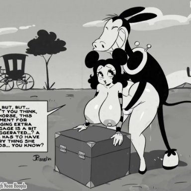 disney, horace horsecollar, sally mcboing, joaoppereiraus, lewdlunacy , magicalmysticva, 1boy, 1girls, ambiguous penetration, ass, ass jiggle, ass shake, balls deep, bent over, big ass