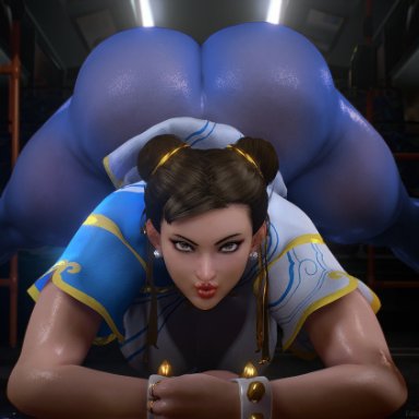 street fighter, street fighter 6, chun-li, almightypatty, 1girls, big ass, big breasts, big butt, big muscles, big nipples, big thighs, black shoes, bracelet, bracelets, brown eyes