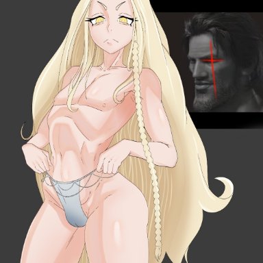 elden ring, fromsoftware, shadow of the erdtree, gigachad, miquella, annie-art, 1boy, big ass, blonde hair, deathbed smalls, femboy, femboy only, light-skinned male, male only, thick thighs