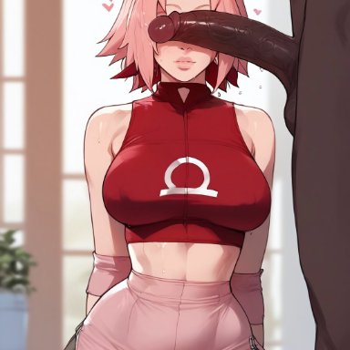 naruto, naruto shippuden, sakura haruno, 1boy, 1girls, big penis, dark-skinned male, female, human, male, penis, ugly bastard, ai generated, cant see the haters, tagme