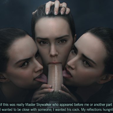 star wars, luke skywalker, rey, drdabblur, 1boy, 5girls, blowjob, duplicated character, fellatio, light skin, light-skinned female, light-skinned male, multiple girls, oral, oral penetration