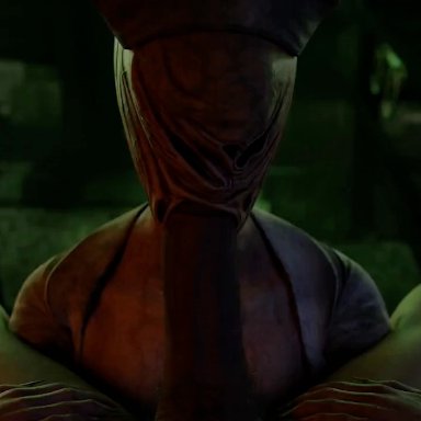 silent hill, nurse (silent hill), niisath, 1boy, 1boy1girl, 1girls, all fours, alt girl, ass, bedroom, bent over, big breasts, big butt, big penis, blowjob