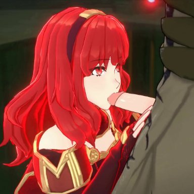 fire emblem, fire emblem engage, nintendo, celica (fire emblem), griss (fire emblem), endymionva, overused23, 1boy, 1girls, after fellatio, after oral, aura, bare thighs, bouncing breasts, breasts