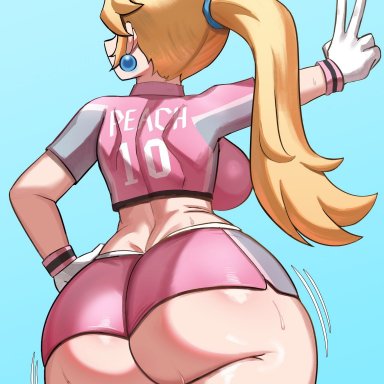 mario (series), mario strikers, nintendo, princess peach, ytrall, 1girls, ass, big ass, bottom heavy, bubble butt, clothing, dat ass, fat ass, female, female only