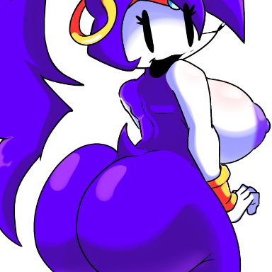 friday night funkin, friday night funkin mod, needlemouse (series), sonic.exe (series), nantelle (minus fanon), needlemouse (character), sarah henderson (needlemouse), shantae (cosplay), shantae needlemouse, sonic.exe, spicyboi, 1girls, areolae, ass, back view