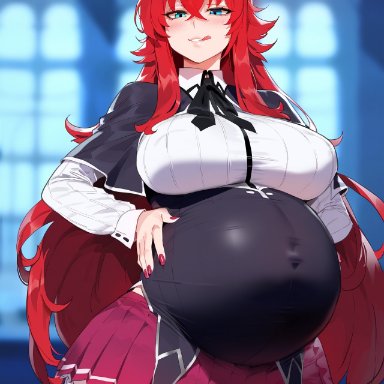 high school dxd, rias gremory, floox, 1girls, blue eyes, breasts, female, hips, huge breasts, light skin, light-skinned female, long hair, massive breasts, naughty face, nipples