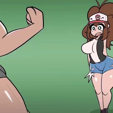 pokemon, pokemon bw, hilda (pokemon), npc trainer, swimmer (pokemon), doughroom, harulunava, 1boy, 1girls, 2d animation, anal, anal sex, ass, bent forward, big ass