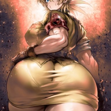 hellsing, hellsing ultimate, seras victoria, thegoldensmurf, 1girls, ass, back view, big ass, big breasts, breasts, bubble ass, bubble butt, female, hair, huge ass