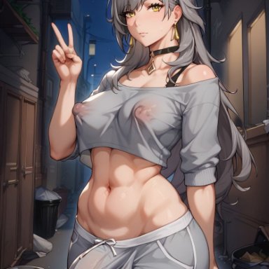 honkai (series), honkai: star rail, hoyoverse, stelle (honkai: star rail), trailblazer (honkai: star rail), shinkoritl, 1futa, abs, alley, back alley, big areola, big ass, big balls, big breasts, big nipples