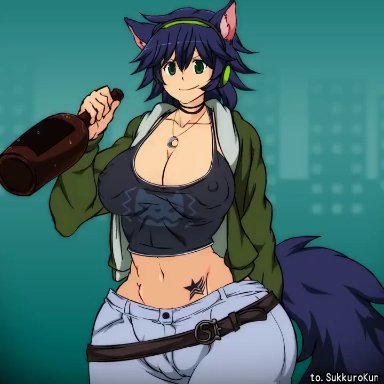 hataraki ari, blue hair, breast expansion, cat ears, catgirl, drinking, growth, huge breasts, hyper, hyper breasts, neko, tagme, video