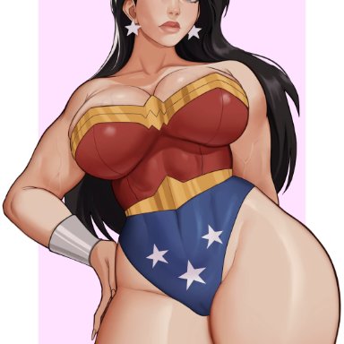 dc, dc comics, justice league, wonder woman (series), wonder woman, gud0c, 1girls, amazon, amazonian, arm wear, big breasts, black hair, corset, earrings, female