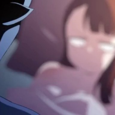 little witch academia, atsuko kagari, sucy manbavaran, ghettoyouth, angry, angry face, big penis, breasts, brunette, cum, cum in pussy, cum inside, ejaculation, fat man, ignoring sex