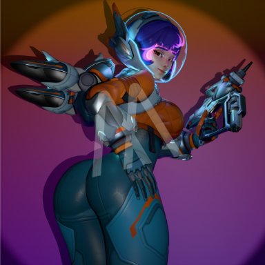 blizzard entertainment, overwatch, overwatch 2, juno (overwatch), 1girls, ass, ass focus, ass grab, blender, breasts, butt focus, butt grab, eyelashes, female, glowing hair