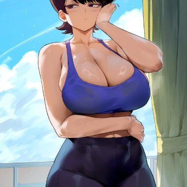 komi-san wa komyushou desu, komi shuuko, erotic nansensu, big breasts, curvy, fit female, flustered, milf, mommy, sports bra, tank top, thick ass, thick thighs, voluptuous, yoga pants