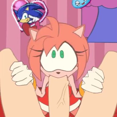 sonic (series), amy rose, lewdmcgill, anthro, cum, cum in mouth, cum in nose, cum in throat, deepthroat, eye contact, furry, human, moaning, pov, video