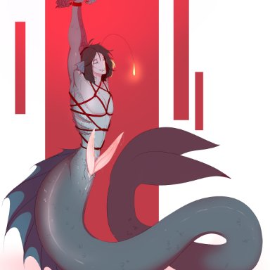 pressure (roblox), roblox, sebastian (pressure), sebastian solace, sebastian solace (pressure), anglerfish, anglerfish humanoid, bondage, fish, fish tail, gills, marine, marine humanoid, mermaid, mermaid tail