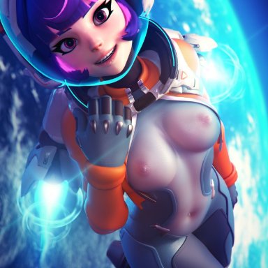 blizzard entertainment, overwatch, overwatch 2, juno (overwatch), teo minh, forceballfx, 1female, 1girls, areola, areolae, barely clothed, blender, bodysuit, breasts visible through clothing, clothing