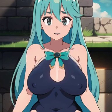 aqua (konosuba), ohmywaifu, 1boy, 1boy1girl, 1boys, 1boys1girl, 1boys1girls, 1female, 1female1male, 1girl1boy, 1girls, 1girls1boy, 1girls1boys, blue eyes, blue hair