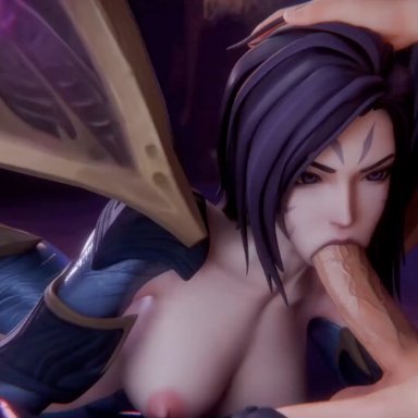 league of legends, kai'sa, haadxee, random tide, vixxenva, 1boy, 1girls, 3d animation, big penis, blowjob, bouncing breasts, breasts, breasts out, fellatio, female