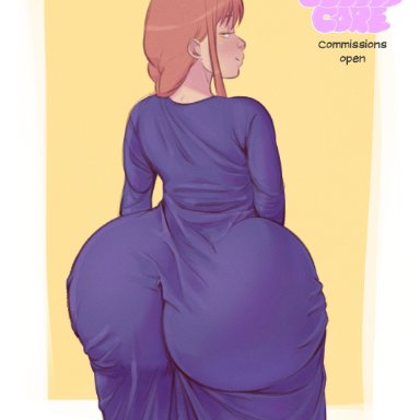 chainsaw man, makima (chainsaw man), cuddlecore, ass, breasts, female, hair, huge ass, huge butt, huge thighs, rear end, rear view, solo, thick, thick ass