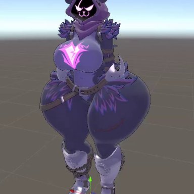 fortnite, raven team leader, nonarycubed, ass expansion, big ass, big breasts, breast expansion, breasts, bubble butt, chubby, cleavage, female, furry, hourglass expansion, hourglass figure