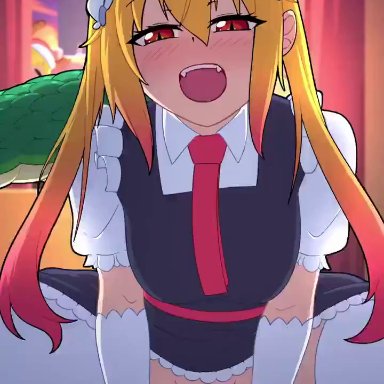 kobayashi-san chi no maidragon, miss kobayashi's dragon maid, kobayashi, tohru (dragon maid), musi cassie, trevobutevil, 1female, 1futa, 1futanari, 1girls, blush, bottomless, clothing, dragon girl, dragon horns