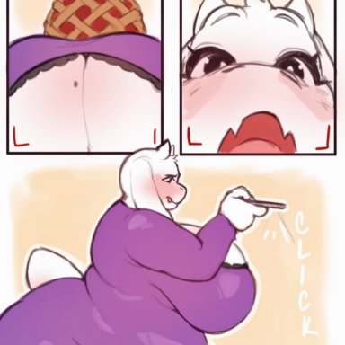 undertale, undertale (series), boss monster (undertale), toriel, petroverr, anthro, ass, belly, big belly, big breasts, blush, bottomwear, bovid, breasts, caprine