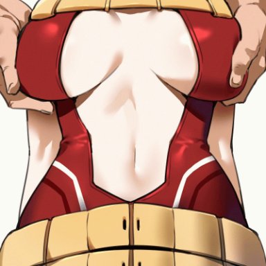 my hero academia, momo yaoyorozu, yaoyorozu momo, bakkanki, 1boy, 1boy1girl, 1girl, big breasts, black eyes, black hair, breast grab, breast squeeze, breast squish, breasts, cleavage